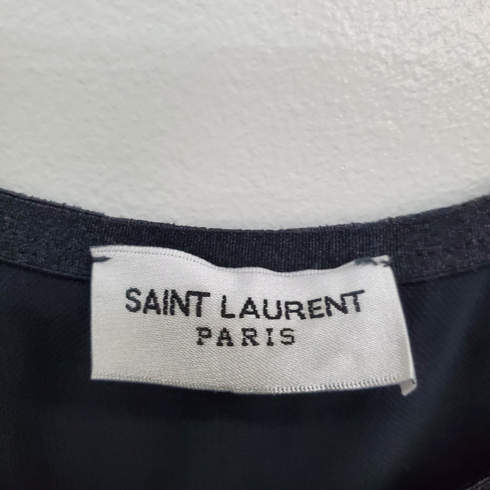 Saint Laurent Paris Womens L Black Beaded Mesh Bodysuit Made in Italy NWOT - Picture 7 of 16